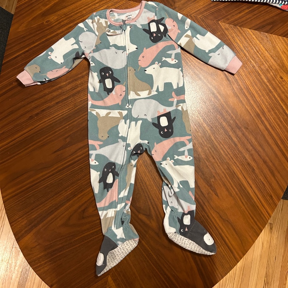 Carter's Animal Print Pajama Set - Blue, Pink, White